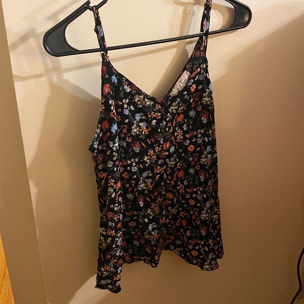 Large black floral crop top
